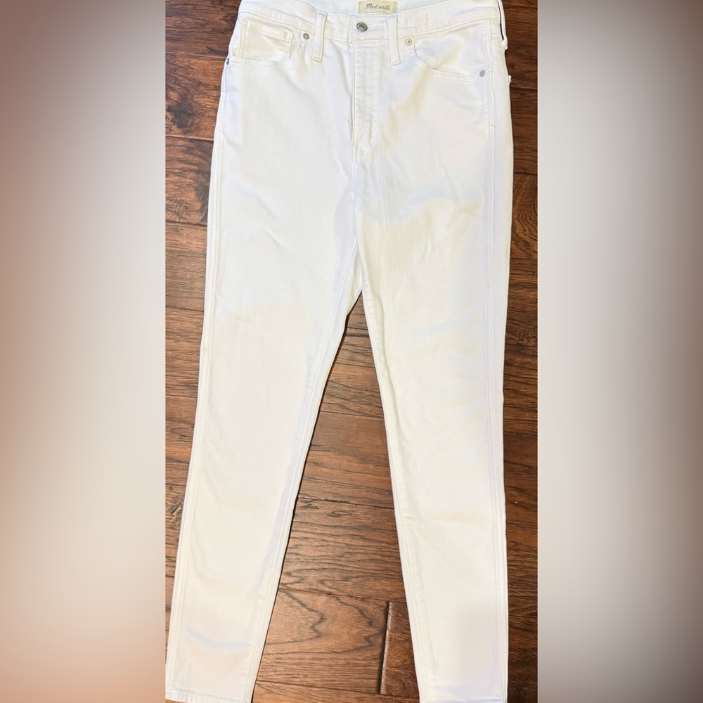Madewell 10” High Rise Skinny Jeans White Stretch Denim Size 30